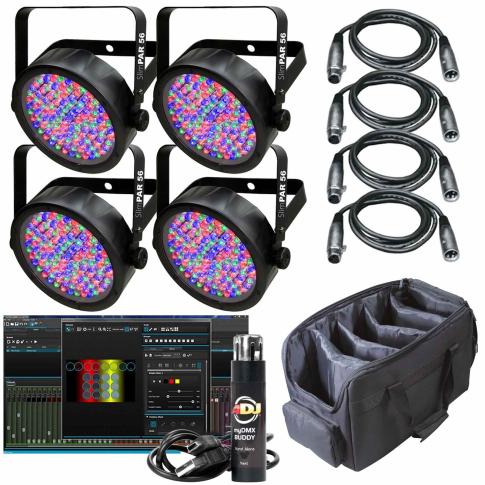 (4) Chauvet DJ SlimPAR 56 & ADJ myDMX Buddy Package