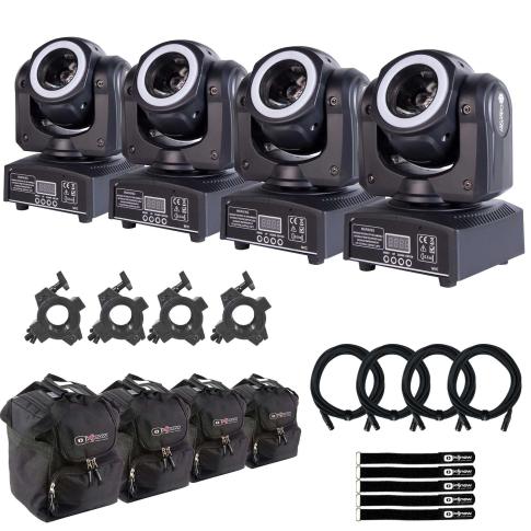 (4) ColorKey CKU-5038 QUAD MKII Moving Heads with Utility Cases