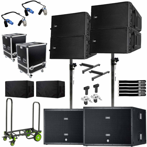 (4) RCF HDL 10-A Active Line Array Modules with Dual 18" Subwoofers