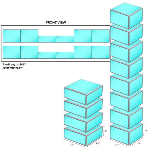 (4) ProX Acrylic Platform Riser/Mini Stage 24" x 24" x 8" High Sections with (8) 16" High Sections Package