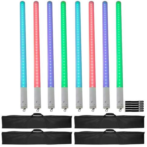 (8) American DJ LED Pixel Tube 360 39.5" Fixtures with Carrying Bags