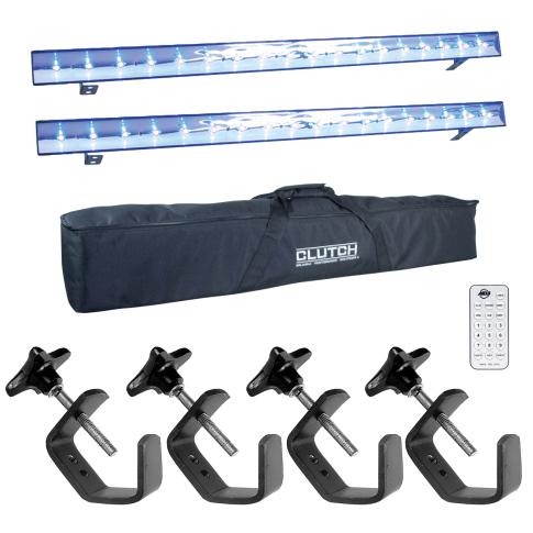 ADJ ECO UV Bar Plus IR Blacklight Fixture Pair w/ Bags + Clamps