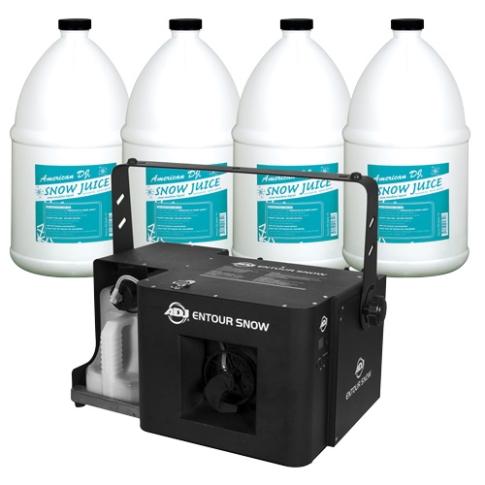 American DJ Entour Snow Professional High Powered Snow Machine with (4) Gallons of Snow Machine Refill Fluid Package