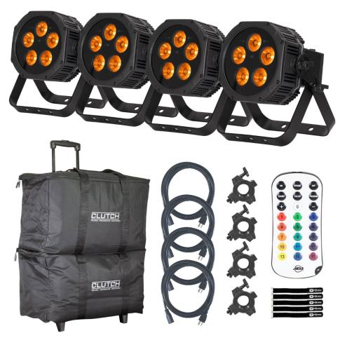 ADJ Mirage Par H IP Battery-Powered RGBAL+UV LED Par 4-Pack with Bags