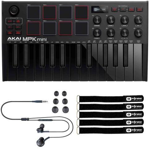 Akai MPK Mini MK3 Black Keyboard Controller with Earphones