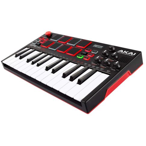 Akai Professional MPK mini Play Mini Keyboard Controller with Built-in Speakers and USB Pad Controller Angle