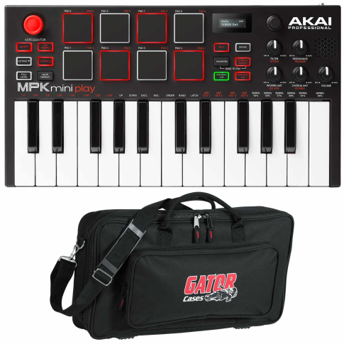 Akai Professional MPK mini Play Mini Keyboard Controller with Gator Cases Lightweight Bag Package