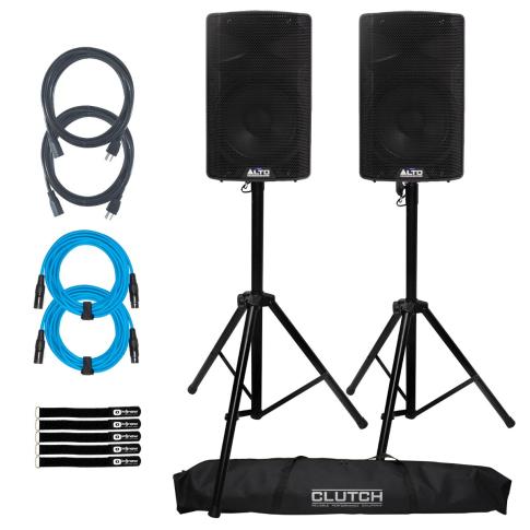 Alto Professional TX410 350W 10" Loudspeaker 2-Pack with Tripod Stands