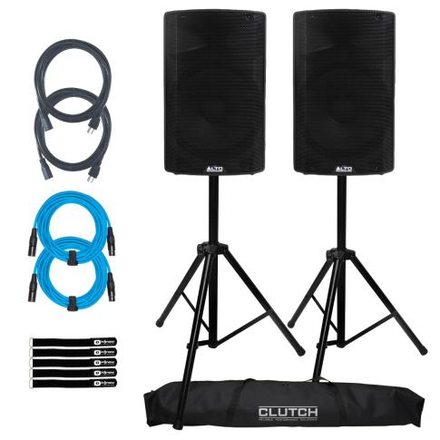 Alto Professional TX415 15" Powered Speaker 2-Pack with Tripod Stands