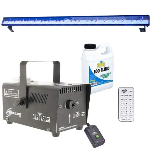 American DJ Eco UV Bar Plus IR Black Light with Chauvet DJ Fog Machine