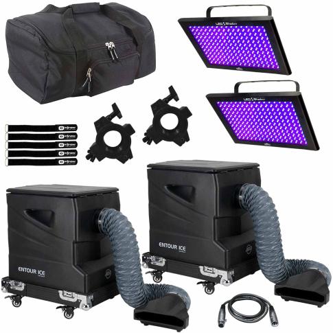 (2) American DJ Entour Ice Low-Lying Tour-Grade Fog Machines with Chauvet DJ LED Shadow Blacklights Package