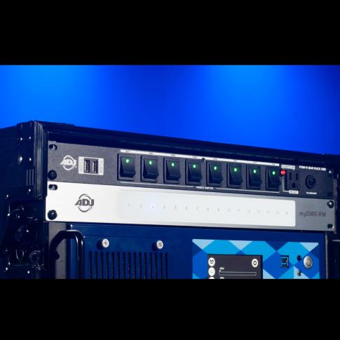 American DJ POW-R BAR RACK USB 19" Rack Mount AC Power Center Blue Rack