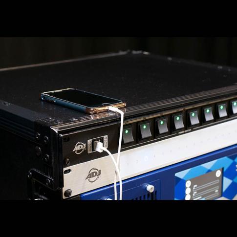 American DJ POW-R BAR RACK USB 19" Rack Mount AC Power Center Phone