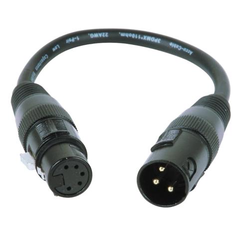 American DJ AC3PM5PFM 3 Pin Male XLR to 5 Pin Female XLR Turnaround Cable