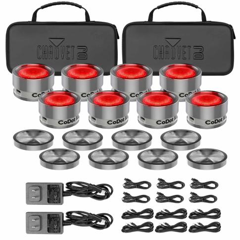 Chauvet DJ CODOTILS 8-Pack of Coin-Sized LED Illuminator Lights w Case