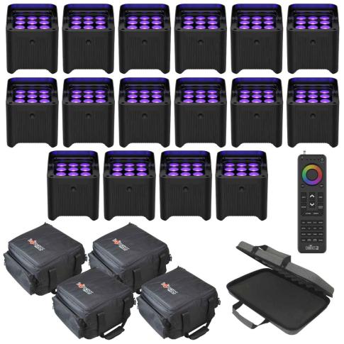 Chauvet DJ Freedom Par H9 IP Black Wireless Battery Powered LED Uplights 16pk