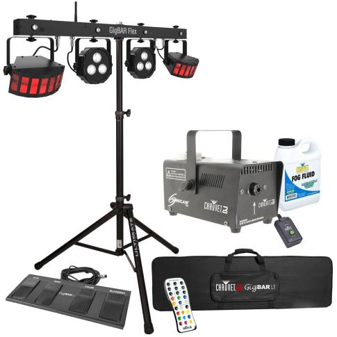 Chauvet DJ GigBar Flex Pack-n-Go Effect Lighting System with Fog Machine & Tripod Stand Package