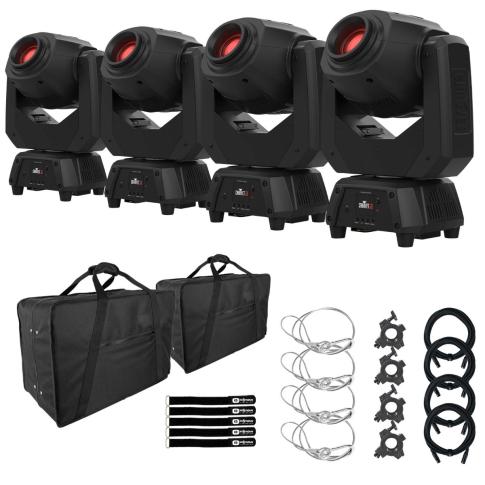 Chauvet DJ Intimidator Spot 60 ILS Moving Head Lights 4-Pack with Bags