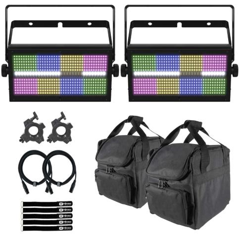 Chauvet DJ Shocker Panel FX Blinder/Wash/Strobe Lights 2-Pack & Bags