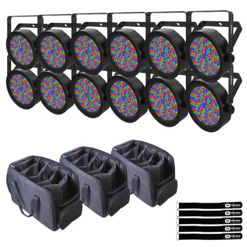 Chauvet DJ SlimPAR 56 ILS RGB LED Par Wash Lights 12-Pack with Bags