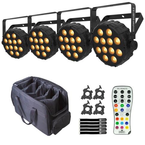 Chauvet DJ SlimPAR Q12 BT ILS Compact Par Wash Light 4-Pack with Bag