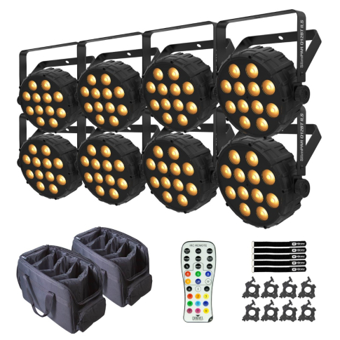 Chauvet DJ SlimPAR Q12 BT ILS Compact Par Wash Light 8-Pack with Bags