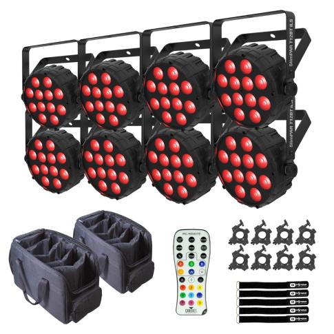Chauvet DJ SlimPAR T12 BT ILS Compact Par Wash Light 8-Pack with Bags