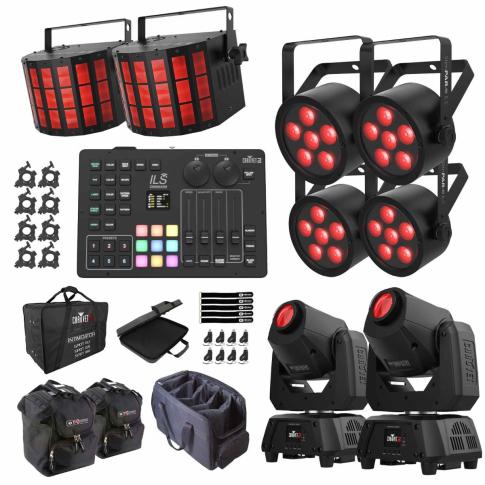 Chauvet DJ SLIMPARH6ILS ILS Wash Lights 4 Pack w Mini Effect Lights & ILS Command