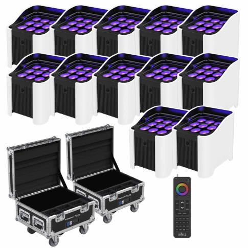 Chauvet Freedom Par H9 IP White Hex-Color Uplight 12 Pack with Remote