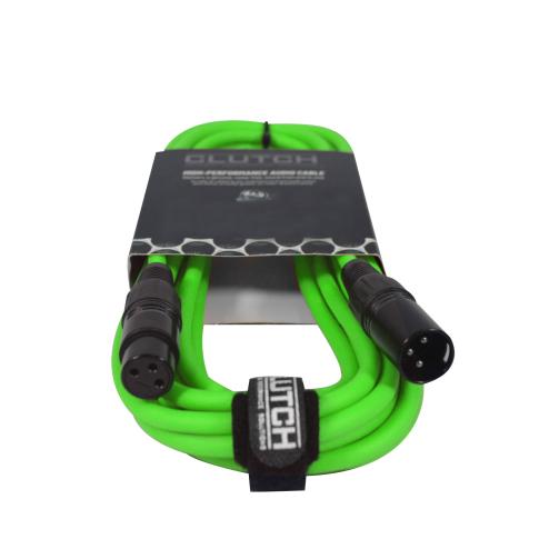 Clutch 20' Green Sure-Fit XLR Female to XLR Male Microphone / Speaker Cable Tips