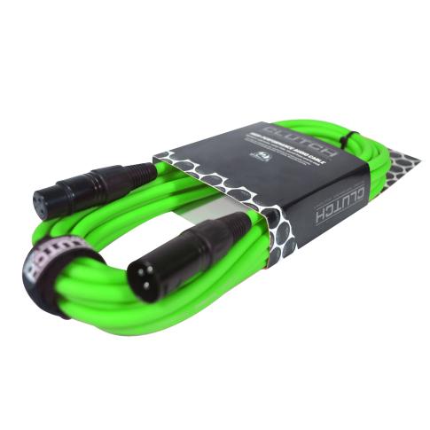 Clutch 20' Green Sure-Fit XLR Female to XLR Male Microphone / Speaker Cable Left Angle View