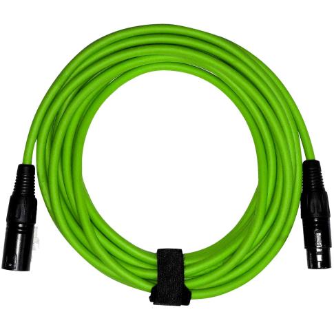 Clutch 20' Green Sure-Fit XLR Female to XLR Male Microphone / Speaker Cable Top Down View
