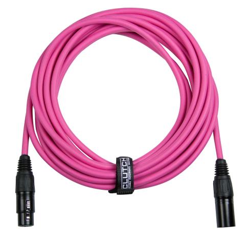 Clutch 20' Pink Sure-Fit XLR Female to XLR Male Microphone / Speaker Cable Coil