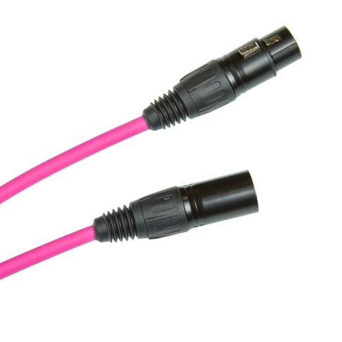 Clutch 20' Pink Sure-Fit XLR Female to XLR Male Microphone / Speaker Cable Ends