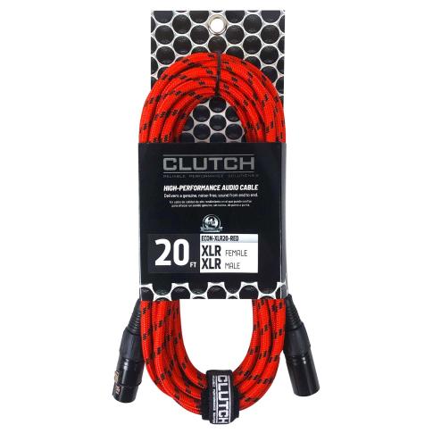 Clutch 20' Red Braided Sure-Fit XLR Female to XLR Male Microphone / Speaker Cable