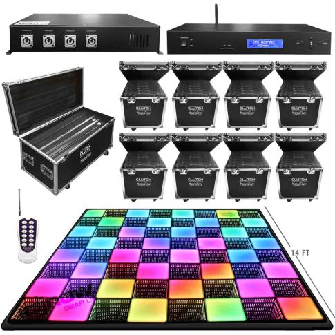 Clutch MagnaFloor LED Dance Floor Infinity and Glow Panel 14' x 14' Complete Portable System Package