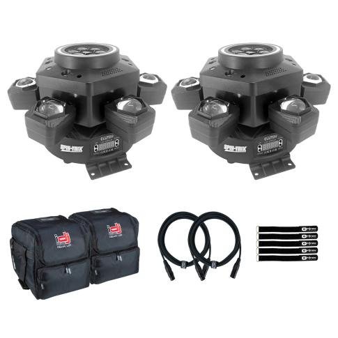 Clutch SPIN-TRIX RGBW LED Motion Beam Light Fixture 2-Pack with Bags