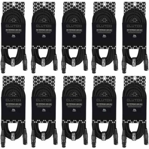 Clutch Sure-Fit 20' XLR Female to XLR Male Microphone / Speaker Cables (10-pack)