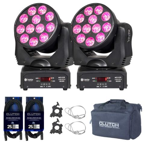 ColorKey CKU-5039 Mover Wash HEX 12 DMX Moving Heads Lights Pair w Bag