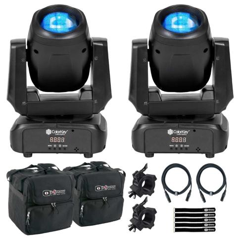ColorKey CKU-5060 Mover Beam 100 Compact Moving Heads 2-Pack with Bags