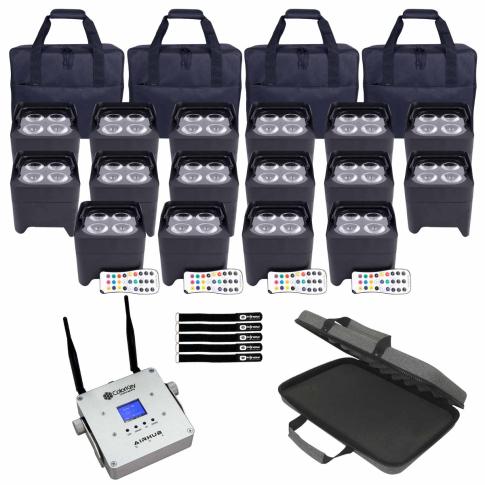 ColorKey MobilePar Mini Hex RGBAW+UV LED Uplight 16 Pack w Wi-DMX Transceiver