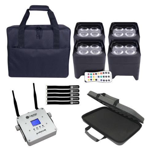 ColorKey MobilePar Mini Hex RGBAW+UV LED Uplight 4 Pack w Wi-DMX Transceiver