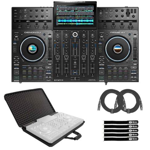 Denon DJ PRIME 4+ 4-Deck Standalone DJ Controller with Soft Magma Case