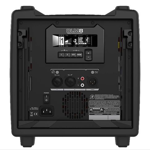 Mackie DLM8 2000 Watt 8” Full-Range Powered Loudspeaker Rear Panel