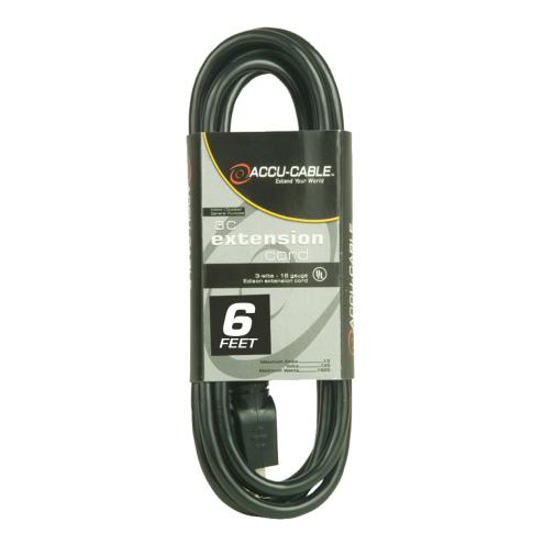 American DJ EC1636 6FT Black 16 Gauge Edison Extension Cord