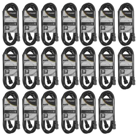 20 Pack ECCOM-15 15FT AC Extension Cords