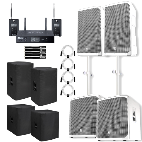 Electro-Voice ELX200 Pack 15" White Powered Speakers w 18" Subs & Alto Stealth