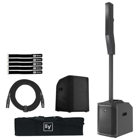 Electro-Voice Evolve50M Black Column Speaker with Subwoofer Cover