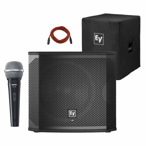 Electro-Voice ELX200-18SP 18" Powered Subwoofer with Microphone & Cover Package