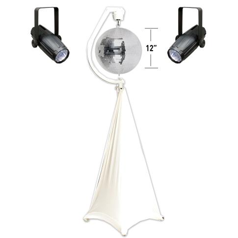 Eliminator EM12 12" Glass Mirror Ball Kit w Stand, Motor, Scrim & Pinspots